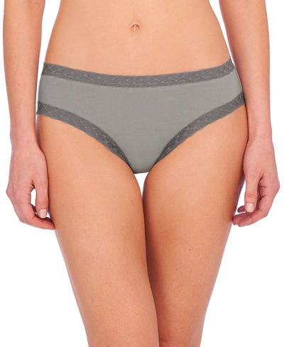 Shop Natori Bliss Lace-trim Cotton Brief Underwear 156058 In Stone/fog