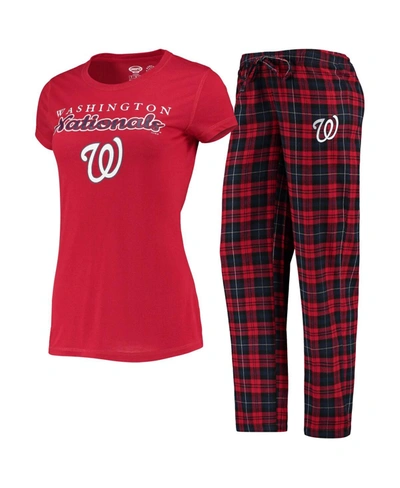 Shop Concepts Sport Women's Red, Navy Washington Nationals Lodge T-shirt And Pants Sleep Set In Red/navy