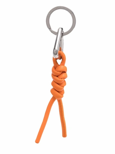 Shop Bottega Veneta Knotted Charm Ring In Orange