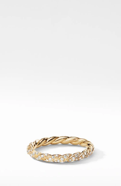 Shop David Yurman 2.7mm Paveflex Ring With Diamonds In Yellow Gold/ Diamond