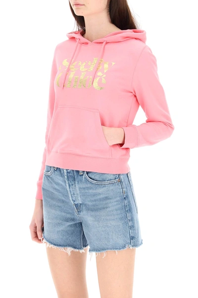 Shop See By Chloé See By Chloe Metallic Logo Hoodie In Mixed Colours