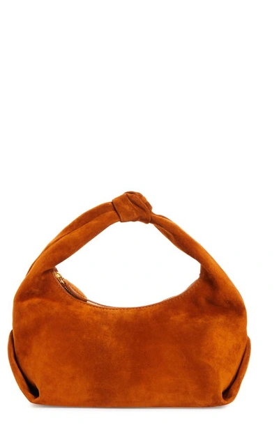 Shop Khaite Small Beatrice Suede Hobo Bag In Brown