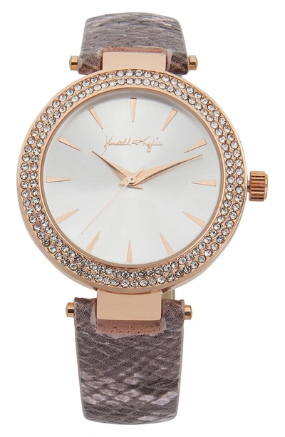 Shop I Touch Kendall + Kylie 3-hand Quartz Snakeskin Print Leather Strap Watch, 40mm In Rose Gold With Blush Snakeskin