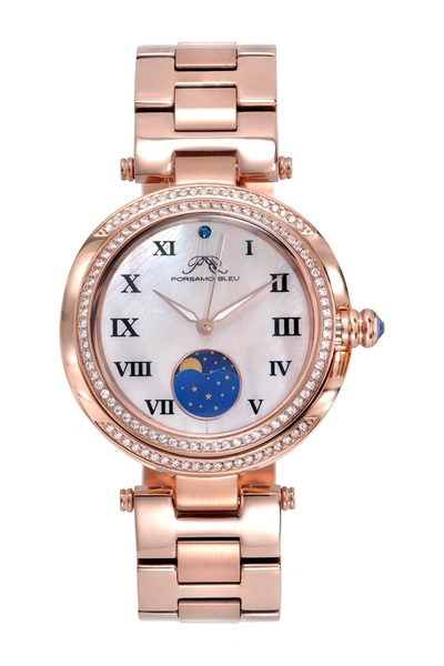 Shop Porsamo Bleu South Sea Crystal Moon Phase Bracelet Watch, 40mm In Rose