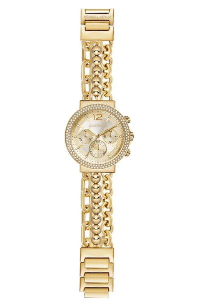 Shop I Touch Kendall+kylie Holiday Crystal Embellished Bracelet Strap Watch, 38mm In Gold Triple Rope