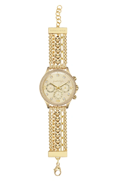 Shop I Touch Kendall + Kylie Holiday Singles Gold Ip Bracelet Watch, 40mm In Gold With Crystal Dial