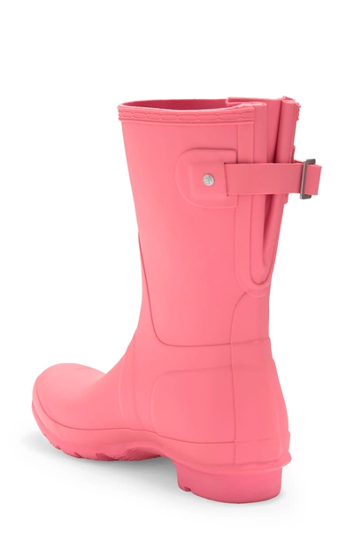 Shop Hunter Original Short Back Adjustable Rain Boot In Pink Shiver