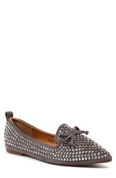 Chic By Lady Couture Sherry Embellished Bow Flat In Pewter