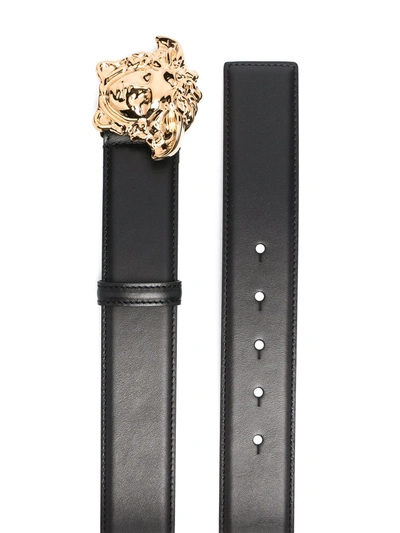 Shop Versace Leather Belts In Black