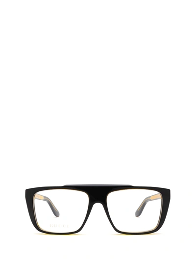 Shop Gucci Eyewear Gg1040o Black & Amber Glasses