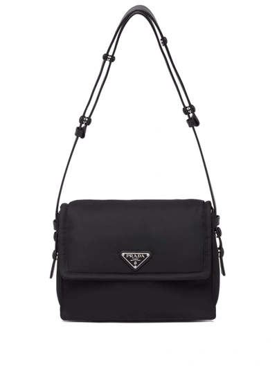 Prada Tessuto Nylon Triangle Small Padded Tote Black