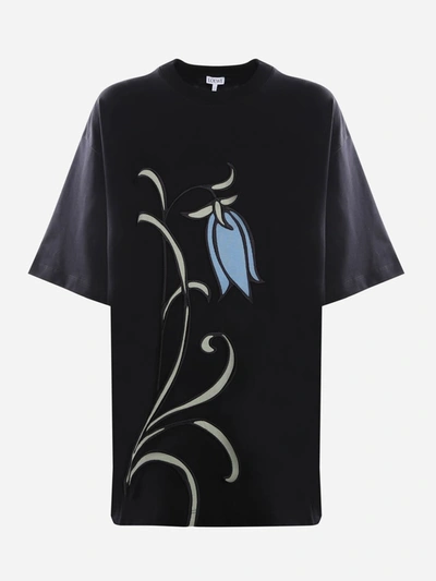 Shop Loewe Bluebell Cotton T-shirt In Black