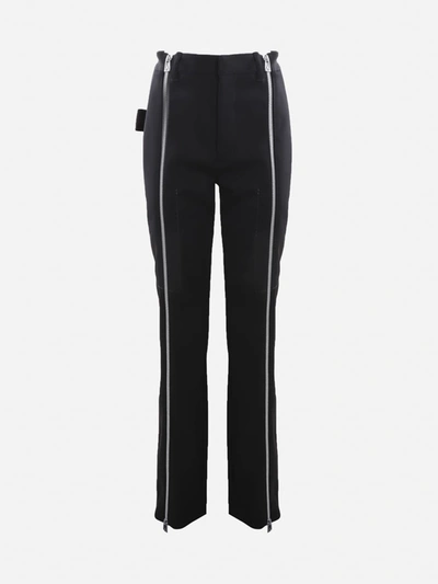Shop Bottega Veneta Multi-zip Trousers In Stretch Wool In Black