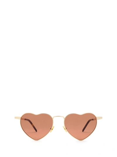 Shop Saint Laurent Sl 301 Gold Sunglasses