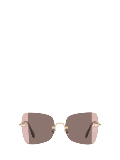 Shop Miu Miu Mu 50ws Pale Gold Sunglasses