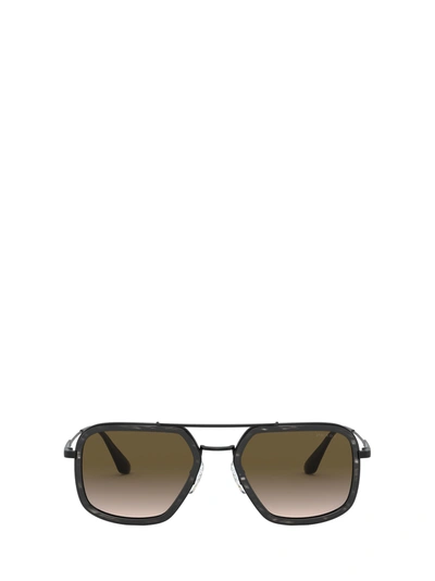 Shop Prada Pr 57xs Stripped Grey / Black Sunglasses