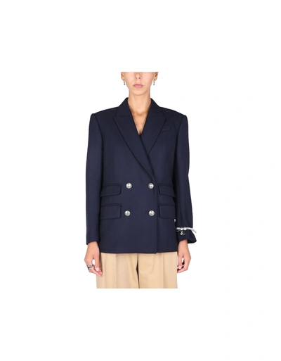 Alexander Mcqueen Double-breasted Jacket In Blue