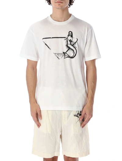 Shop Prada Mermaid Print T-shirt In White