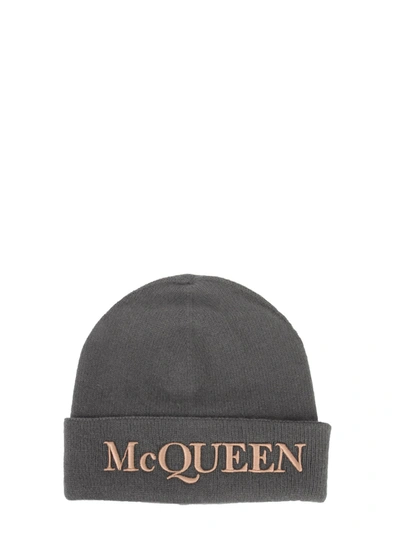 Shop Alexander Mcqueen Hat With Logo In Marrone