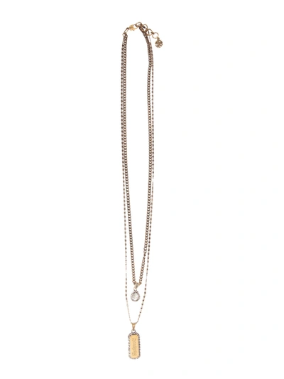 Shop Alexander Mcqueen Pave Necklace With Graffiti Logo In Oro