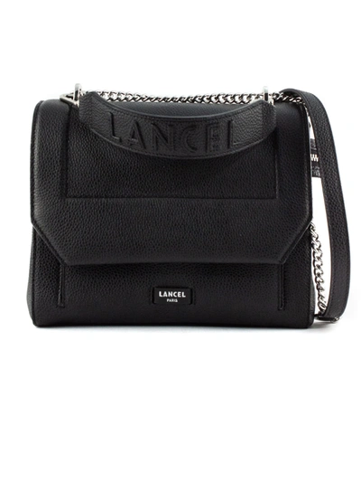 Shop Lancel Black Grained Cowhide Leather Shoulder Bag In Nero