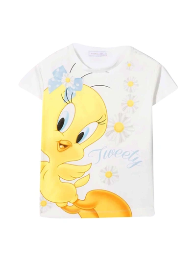 Shop Monnalisa White T-shirt With Tweety Bird Print