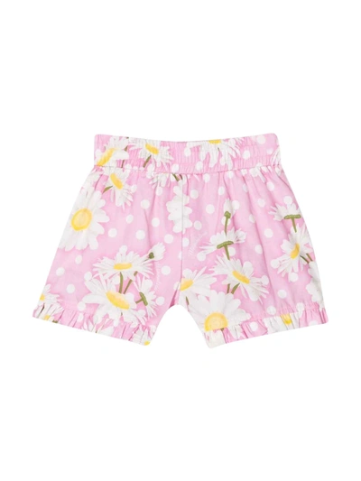 Shop Monnalisa Pink Bermuda Shorts With Flower Print