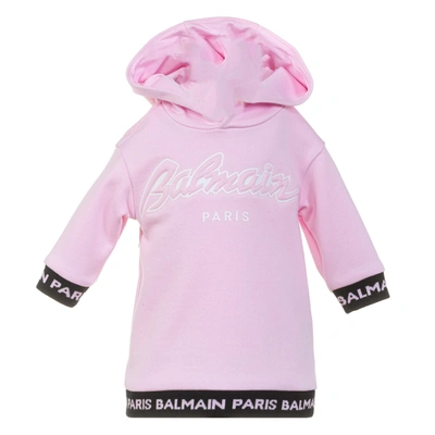 Shop Balmain Dress With Logo In Pink