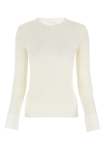 Shop Chloé Embroidered Cuff Sweater In White