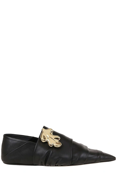 Shop Jil Sander Pointed Toe Loafers In Black