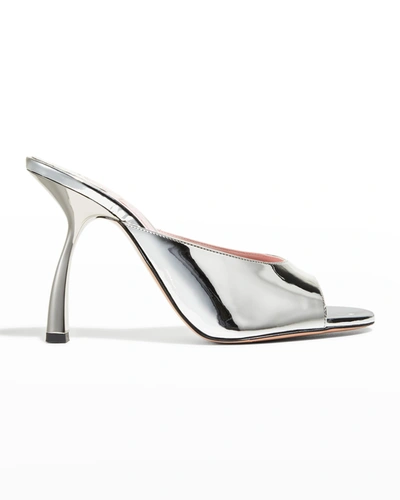 Shop Piferi Tiana Metallic Vegan Peep-toe Sandals In Silver