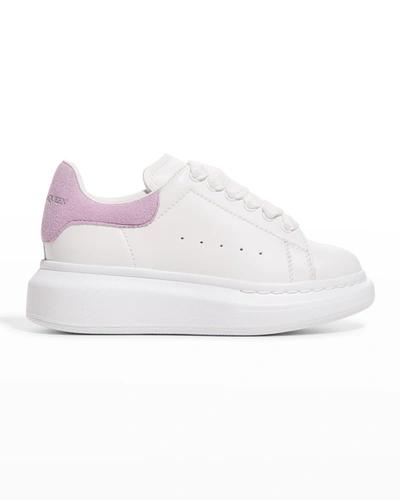 Shop Alexander Mcqueen Boy's Oversized Leather Sneakers, Toddler/kids In Whitelilac