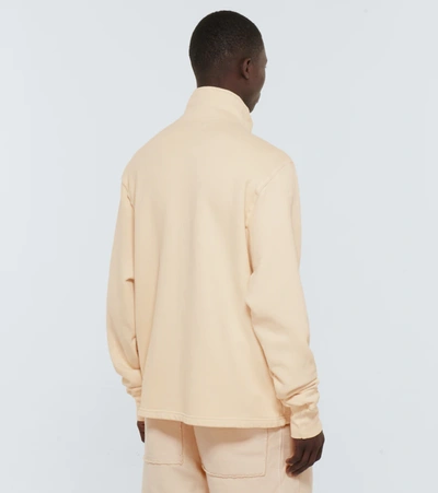 Shop Les Tien Cotton Jersey Half-zip Sweatshirt In Ivory