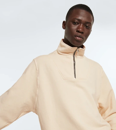 Shop Les Tien Cotton Jersey Half-zip Sweatshirt In Ivory