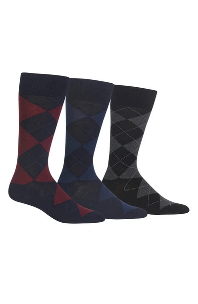 Shop Polo Ralph Lauren 3-pack Argyle Socks In Navy Burg/ Navy Blue/ Black