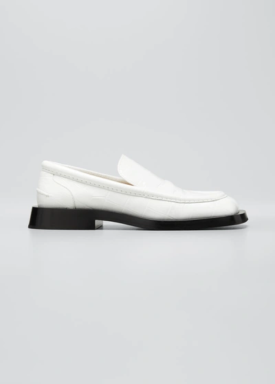 Shop Proenza Schouler Calfskin Square-toe Loafers In White