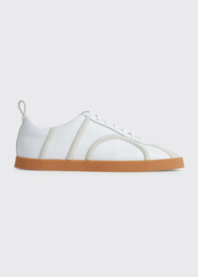 Shop Totême The Leather Sneaker In Off White 110