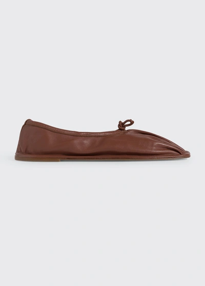 Shop Hereu Puntera Pleat-toe Ballet Flats In Chestnut