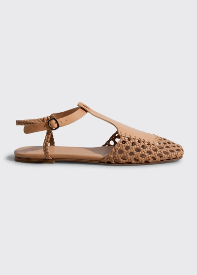 Shop Hereu Reixa Hand-woven Flat T-bar Sandals In Natural