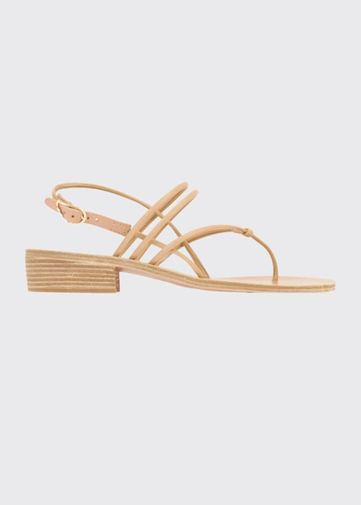 Shop Ancient Greek Sandals Cycladic Metallic Thong Slingback Sandals In Natural