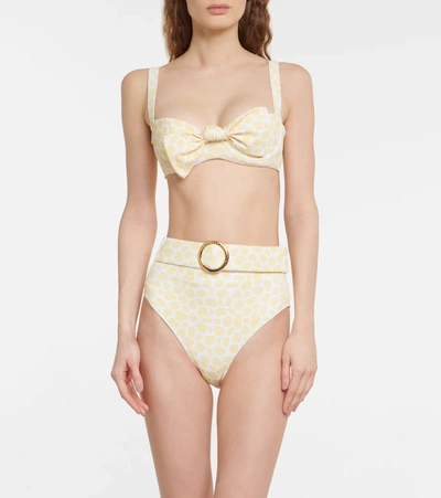 Shop Alexandra Miro Ursula High-rise Bikini Bottoms In Lemon Giraffe