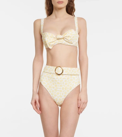 Alexandra Miro Clara Printed Bikini Top In Lemon Giraffe