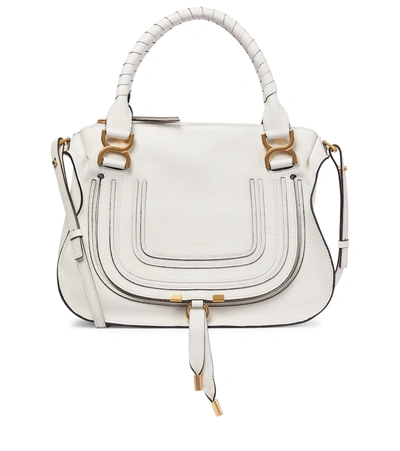 Shop Chloé Marcie Medium Leather Tote In White