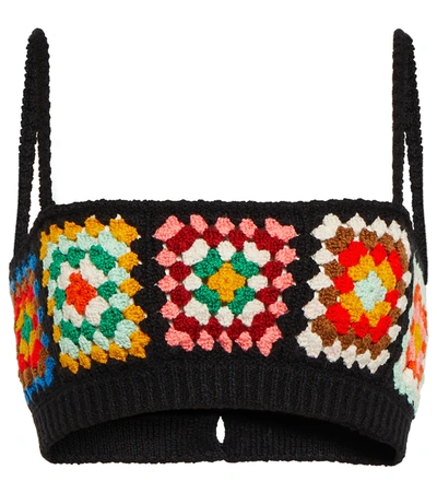 Shop Alanui Embassy Crochet Bralette In Black Multi