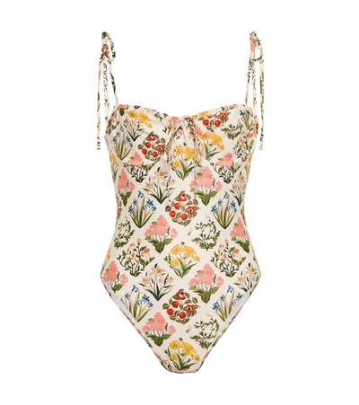 Shop Agua By Agua Bendita Ebano Floral Swimsuit In Amanecer