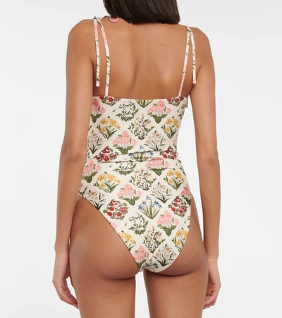 Shop Agua By Agua Bendita Ebano Floral Swimsuit In Amanecer