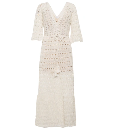 Shop Anna Kosturova Marissa Crochet Cotton Maxi Dress In Cream