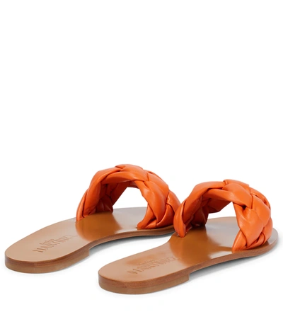 Shop Souliers Martinez Pelota Braided Leather Slides In Mandarina