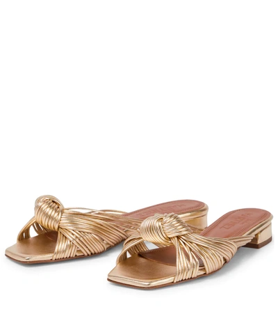 Shop Souliers Martinez Alicante Leather Mules In Oxido Gold