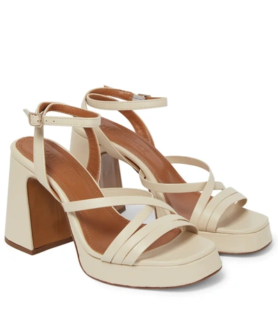 Shop Souliers Martinez Nikita 90 Leather Platform Sandals In Ice